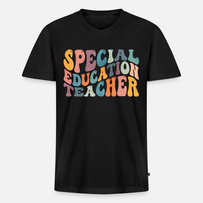Groovy Sonderschullehrer SPED - Männer Premium Bio T-Shirt mit V-Ausschnitt - Schwarz