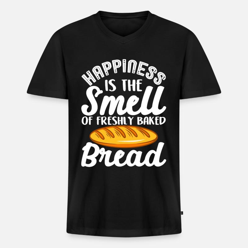 Lustiger Brotbacken-Bäcker - Männer Premium Bio T-Shirt mit V-Ausschnitt - Schwarz