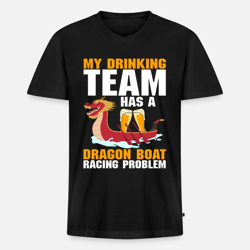 Lustiges Trinker-Team Drachenbootrennen Problem - Männer Premium Bio T-Shirt mit V-Ausschnitt - Schwarz