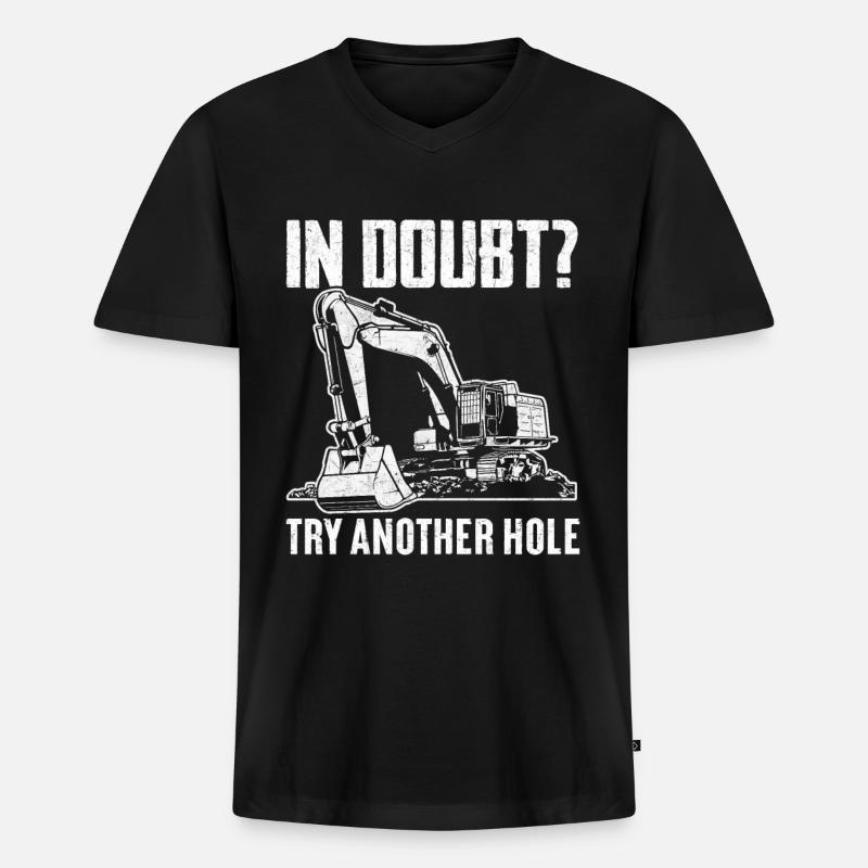 Lustiger Baggerführer HEO - Männer Premium Bio T-Shirt mit V-Ausschnitt - Schwarz