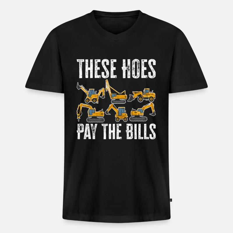 Funny Baggerfahrer HEO - Männer Premium Bio T-Shirt mit V-Ausschnitt - Schwarz