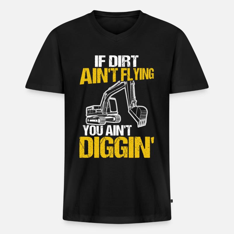 Lustiger Baggerführer HEO - Männer Premium Bio T-Shirt mit V-Ausschnitt - Schwarz