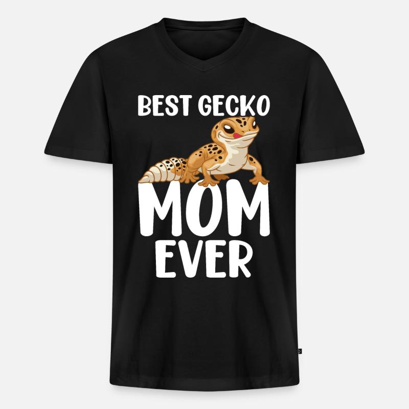 Leopard Eidechse Reptil - Männer Premium Bio T-Shirt mit V-Ausschnitt - Schwarz