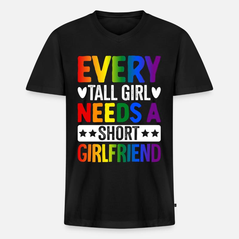 Lesbisch LGBTQ Mädchen - Männer Premium Bio T-Shirt mit V-Ausschnitt - Schwarz
