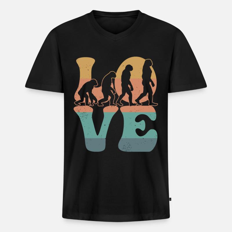 Charles Darwin Evolutionstheorie LIEBE - Männer Premium Bio T-Shirt mit V-Ausschnitt - Schwarz