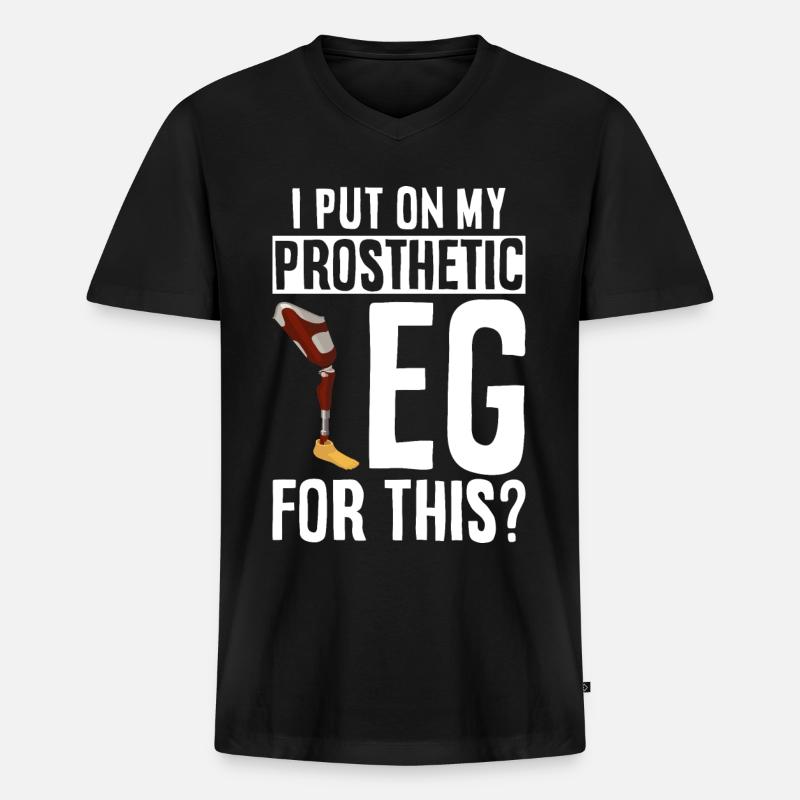 Beinprothese Amputierter - Männer Premium Bio T-Shirt mit V-Ausschnitt - Schwarz