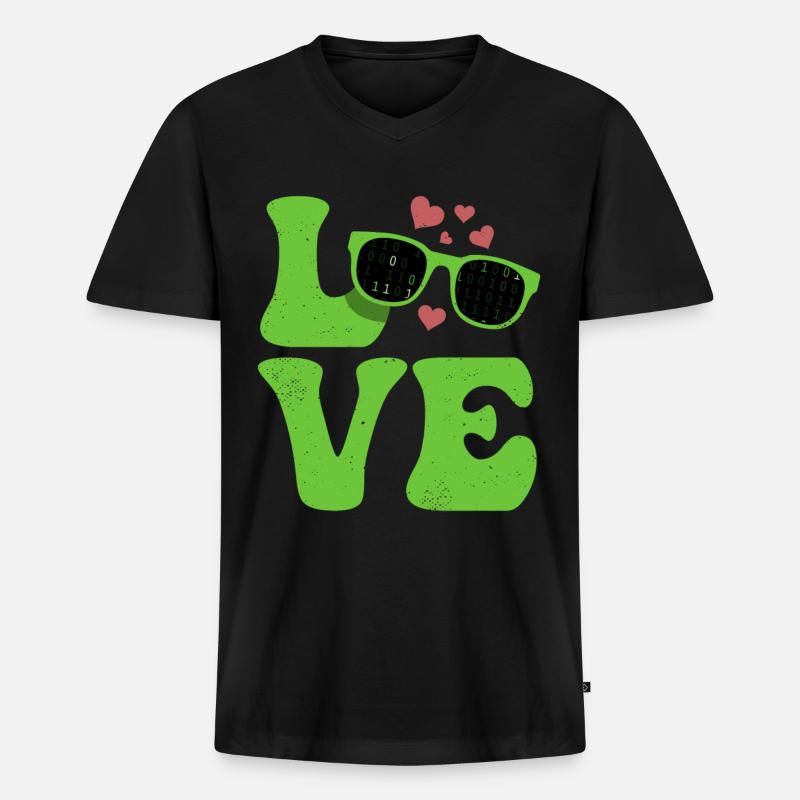 Codeur Programmeur LOVE Programmation - T-shirt encolure en V Premium bio Homme - noir