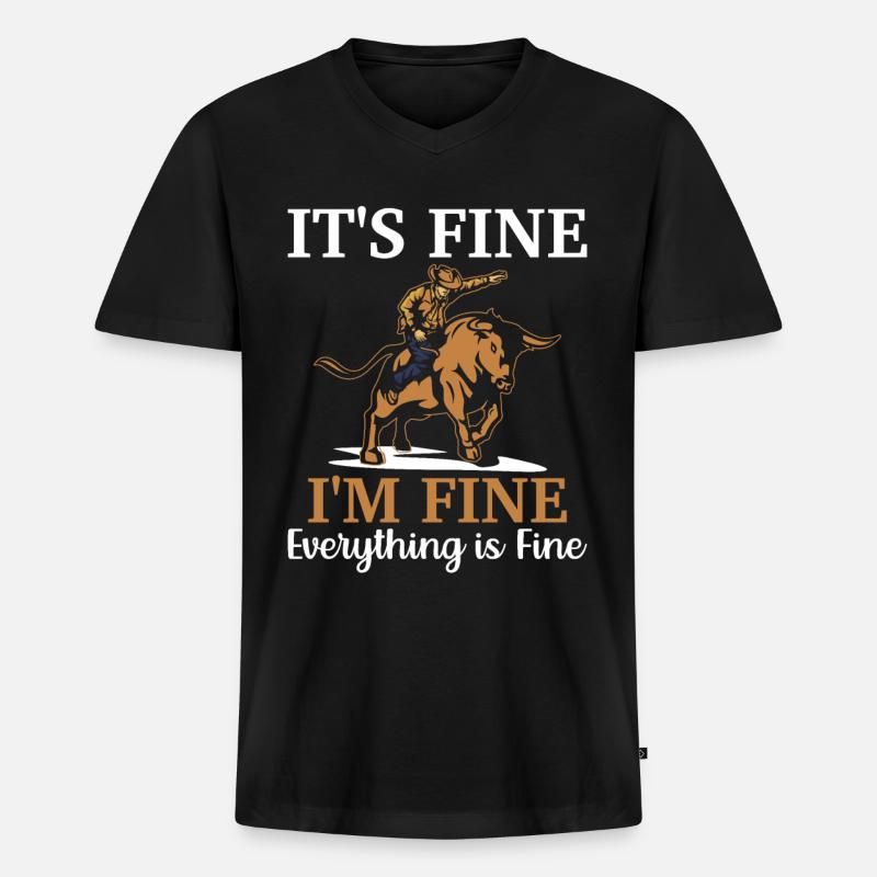 Stierreiter Stierreitender Cowboy - Männer Premium Bio T-Shirt mit V-Ausschnitt - Schwarz
