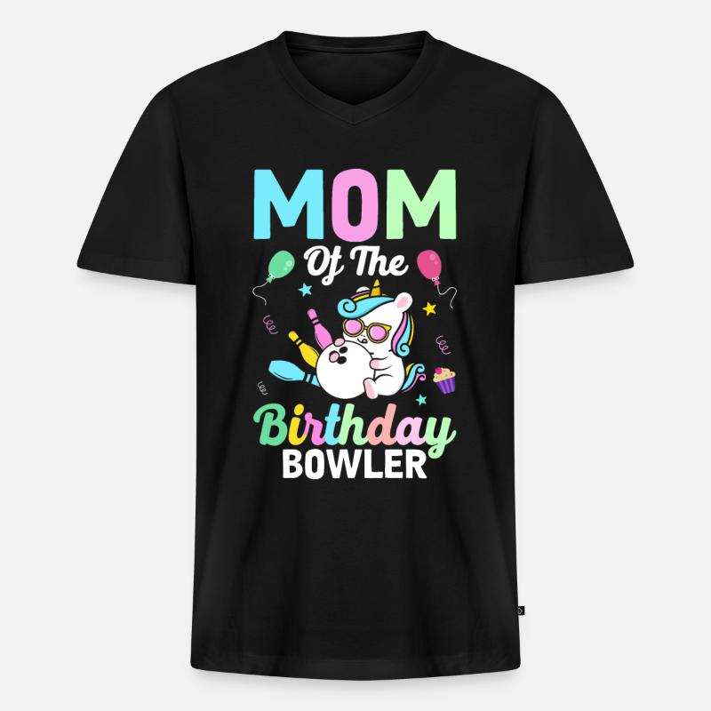 Bowling Mama - Männer Premium Bio T-Shirt mit V-Ausschnitt - Schwarz