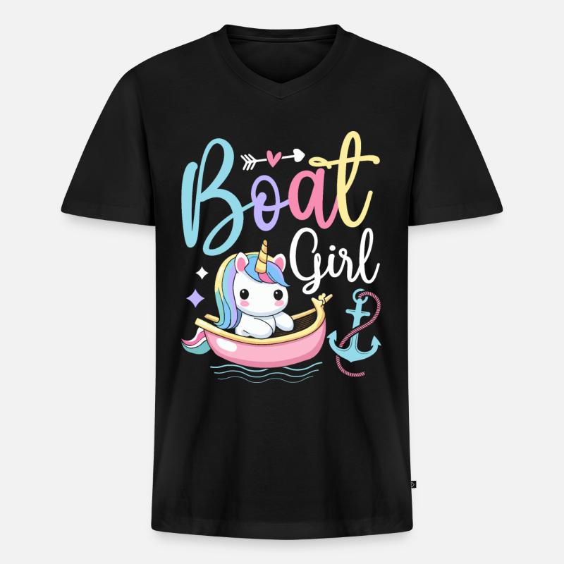 Bootfahren Bootsführer Bootsfahrer - Männer Premium Bio T-Shirt mit V-Ausschnitt - Schwarz