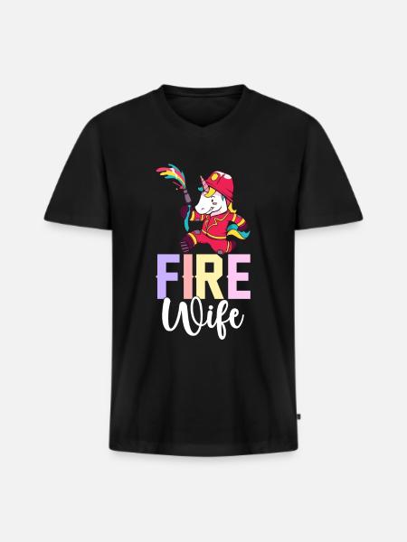 Firefighter Fire Fighting - Men's Premium Organic T-shirt with V-neck - black