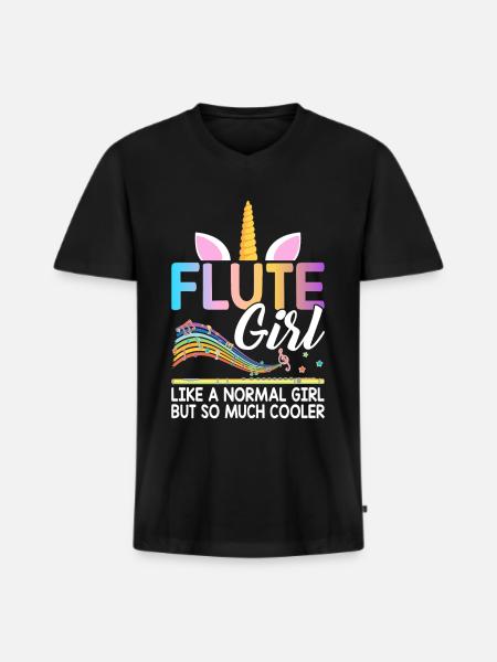 Flute player Flutist - Men's Premium Organic T-shirt with V-neck - black