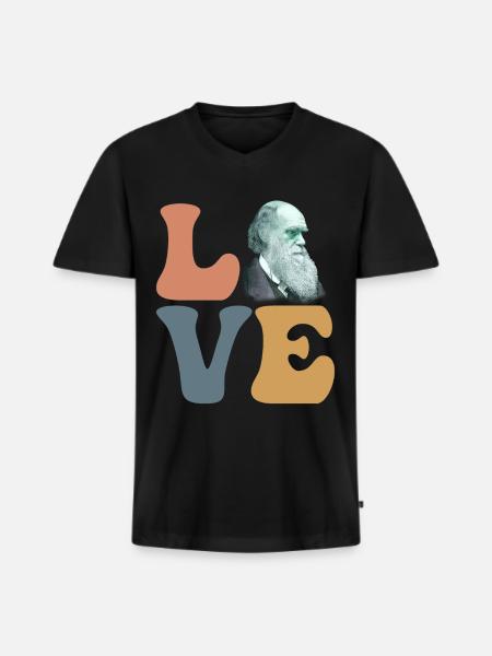Charles Darwin Evolutionstheorie Atheist - Männer Premium Bio T-Shirt mit V-Ausschnitt - Schwarz