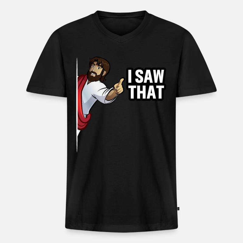 I saw That Jesus - Männer Premium Bio T-Shirt mit V-Ausschnitt - Schwarz