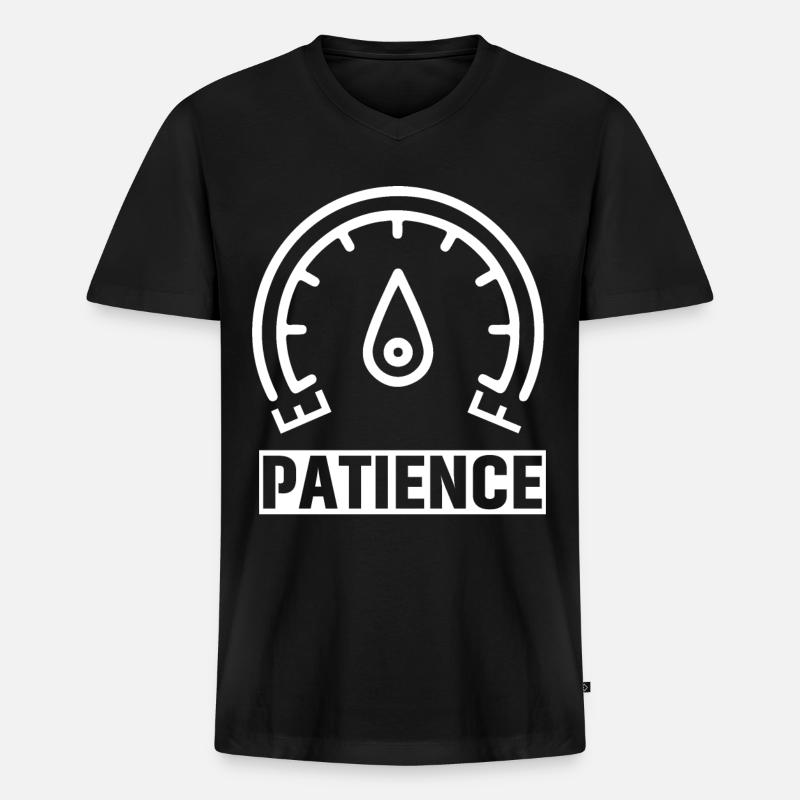 Patience - Männer Premium Bio T-Shirt mit V-Ausschnitt - Schwarz