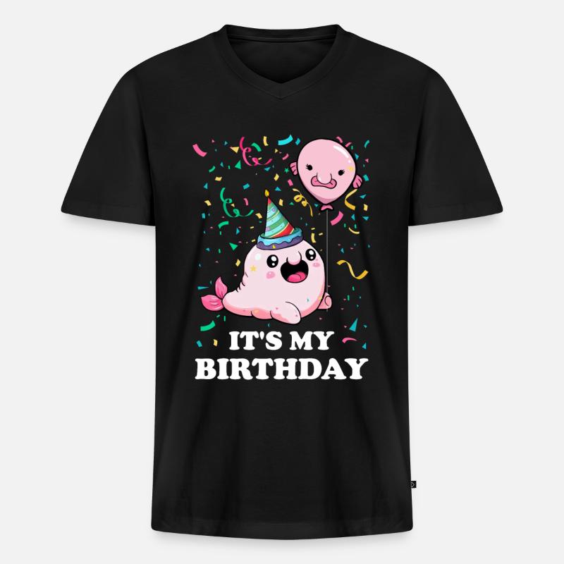 Blobfisch-Party - Männer Premium Bio T-Shirt mit V-Ausschnitt - Schwarz