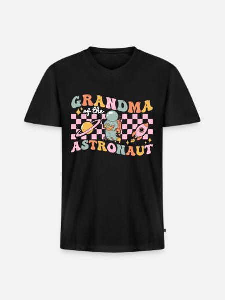 Groovy Space Planets - Men's Premium Organic T-shirt with V-neck - black
