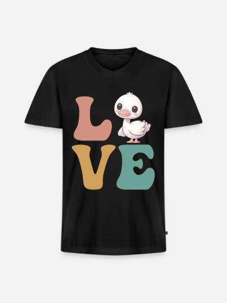 Cute Goose Duck Geese - Men's Premium Organic T-shirt with V-neck - black