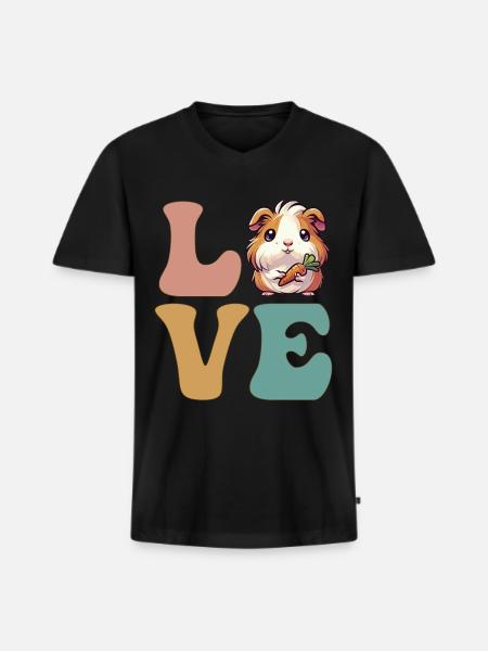 Cochon d’Inde mignon - T-shirt encolure en V Premium bio Homme - noir