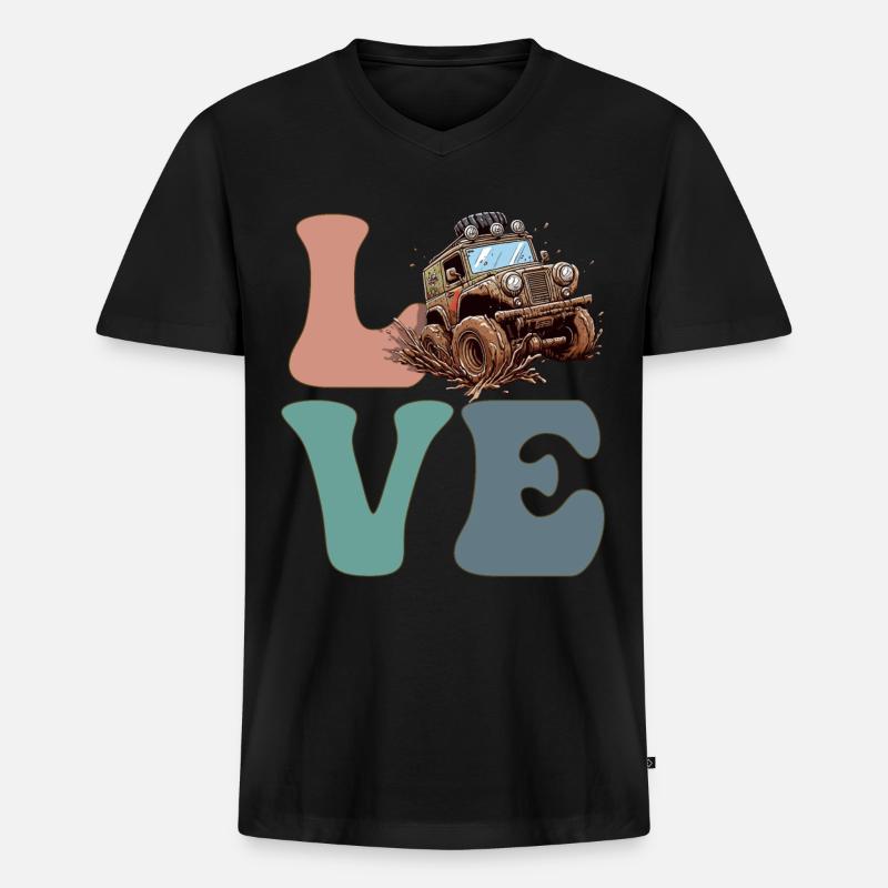 Mud Bogging Mudding Mud Racing - Männer Premium Bio T-Shirt mit V-Ausschnitt - Schwarz