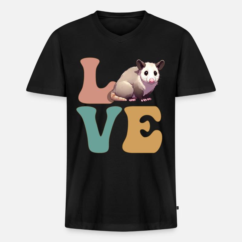 Opossum Opossum - Männer Premium Bio T-Shirt mit V-Ausschnitt - Schwarz