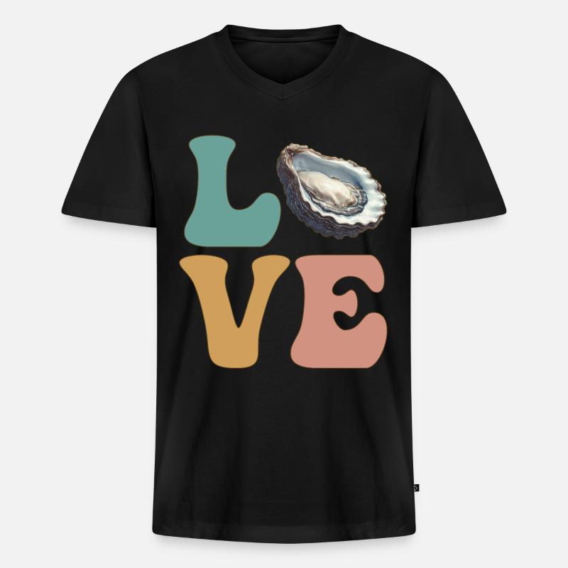 Austernschalen Meeresfrüchte - Männer Premium Bio T-Shirt mit V-Ausschnitt - Schwarz