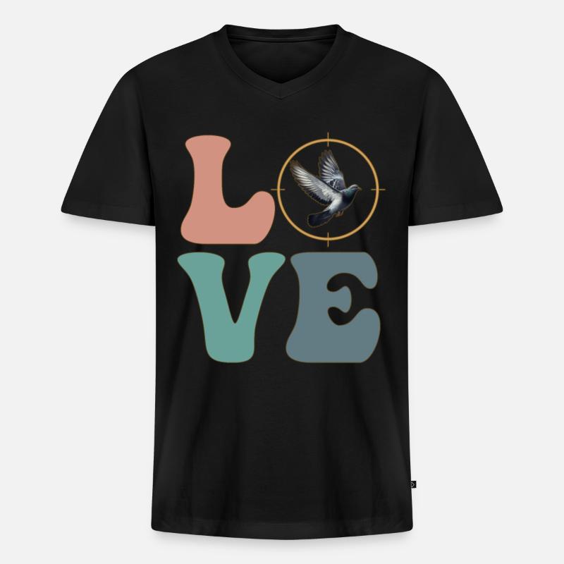 Taubenjäger Taubenjagd - Männer Premium Bio T-Shirt mit V-Ausschnitt - Schwarz