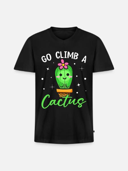 Funny Succulent - Men's Premium Organic T-shirt with V-neck - black