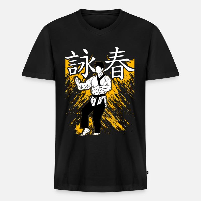 Wing Chun - Männer Premium Bio T-Shirt mit V-Ausschnitt - Schwarz