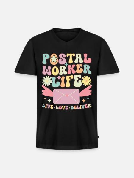 Postal clerk delivery man - Men's Premium Organic T-shirt with V-neck - black