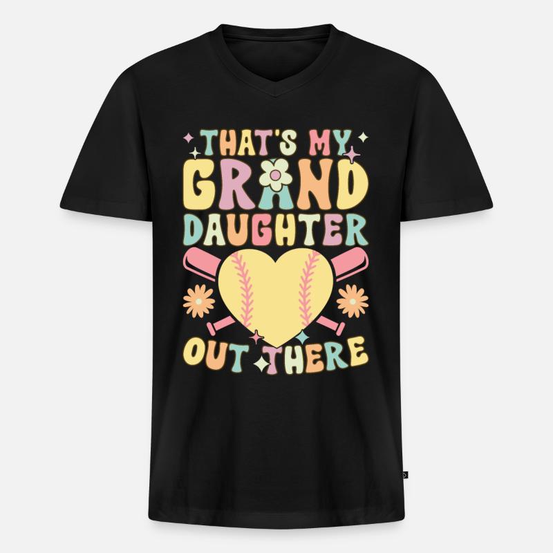 Groovy Softball Spieler - Männer Premium Bio T-Shirt mit V-Ausschnitt - Schwarz