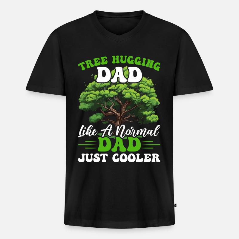 Tree Hugger Dad - Männer Premium Bio T-Shirt mit V-Ausschnitt - Schwarz