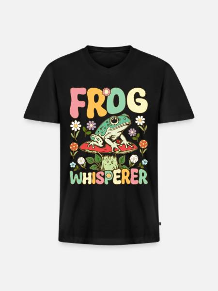 Groovy Frog Lovers - Men's Premium Organic T-shirt with V-neck - black