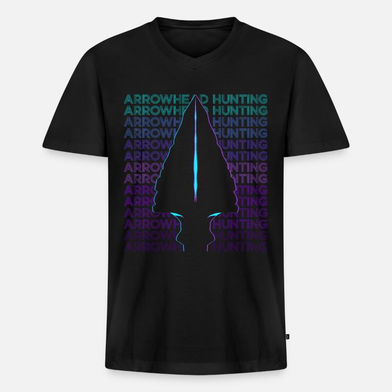 Pfeilspitzenjagd Pfeilspitzenjäger Retro - Männer Premium Bio T-Shirt mit V-Ausschnitt - Schwarz