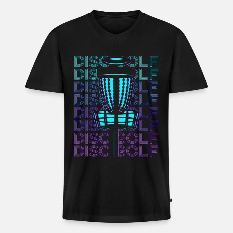 Disc-Golf Disc-Golfing Disc-Golfer Retro - Männer Premium Bio T-Shirt mit V-Ausschnitt - Schwarz