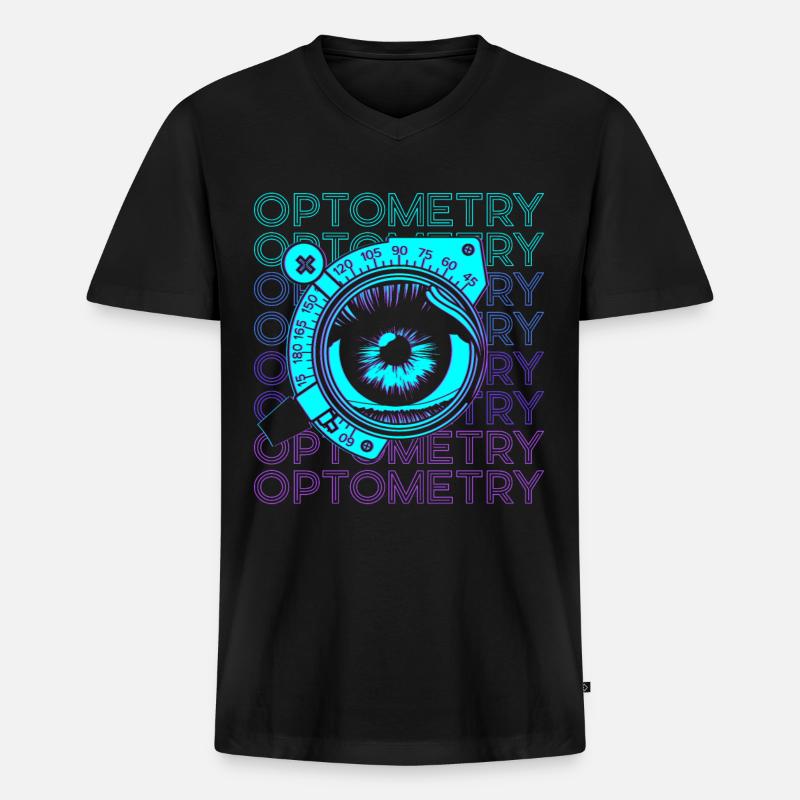 Optometrie Optometristen Optiker Retro - Männer Premium Bio T-Shirt mit V-Ausschnitt - Schwarz