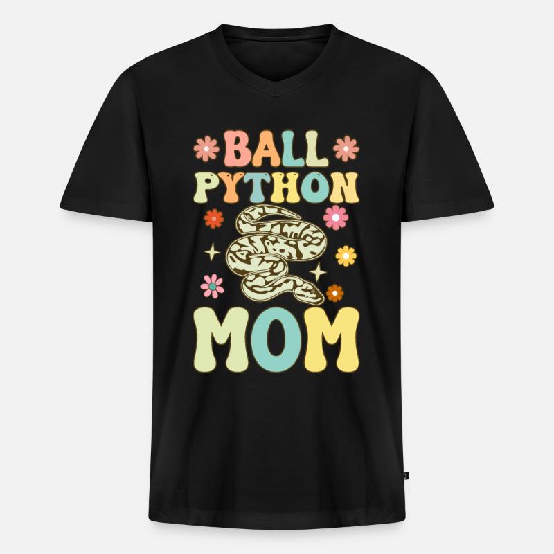 Kugelpython-Mama Groovy Snake Mama - Männer Premium Bio T-Shirt mit V-Ausschnitt - Schwarz