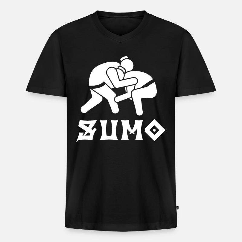 Sumo - Männer Premium Bio T-Shirt mit V-Ausschnitt - Schwarz