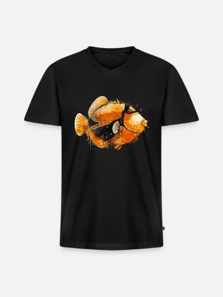 Humuhumunukunukuapua'a Hawaiian Reef Triggerfish - Premium økologisk T-shirt med V-hals til mænd - sort
