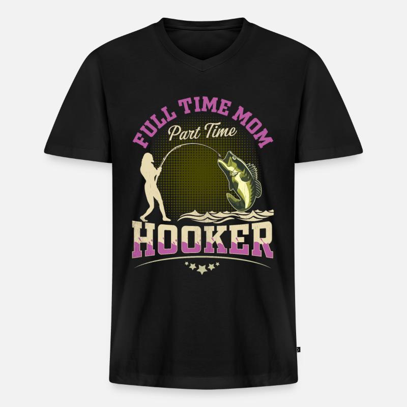 Vollzeit Mama Teilzeit Hook - Männer Premium Bio T-Shirt mit V-Ausschnitt - Schwarz