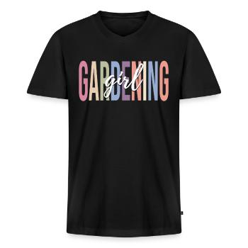 Gardener Garden - Men's Premium Organic T-shirt with V-neck - black - Front - Nico (187cm)