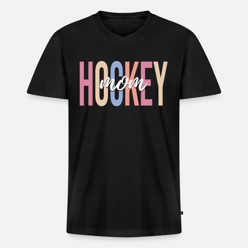 Eishockeyspieler - Männer Premium Bio T-Shirt mit V-Ausschnitt - Schwarz