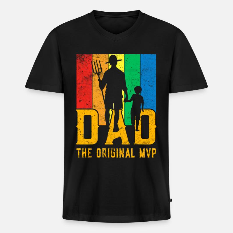 Papa das Original - Männer Premium Bio T-Shirt mit V-Ausschnitt - Schwarz