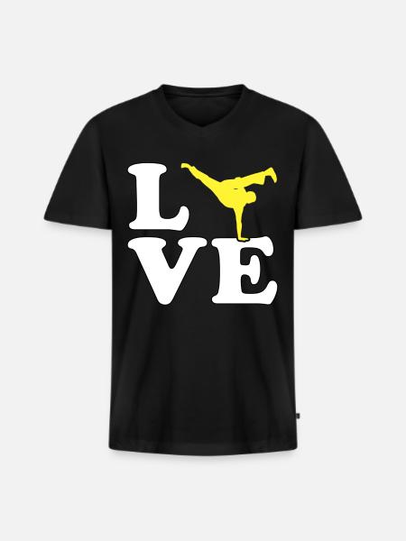 Capoeira Liebe - Männer Premium Bio T-Shirt mit V-Ausschnitt - Schwarz