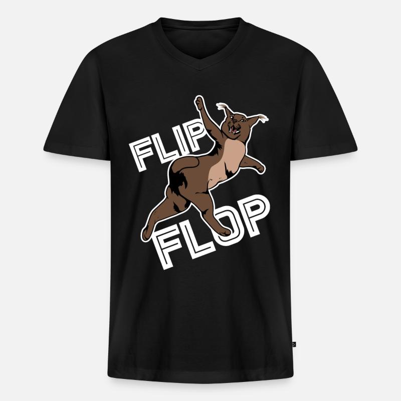 Großer Floppa Karakal Katze Meme - Männer Premium Bio T-Shirt mit V-Ausschnitt - Schwarz