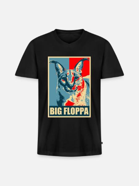 Big Floppa Karakal Cat Meme - Men's Premium Organic T-shirt with V-neck - black