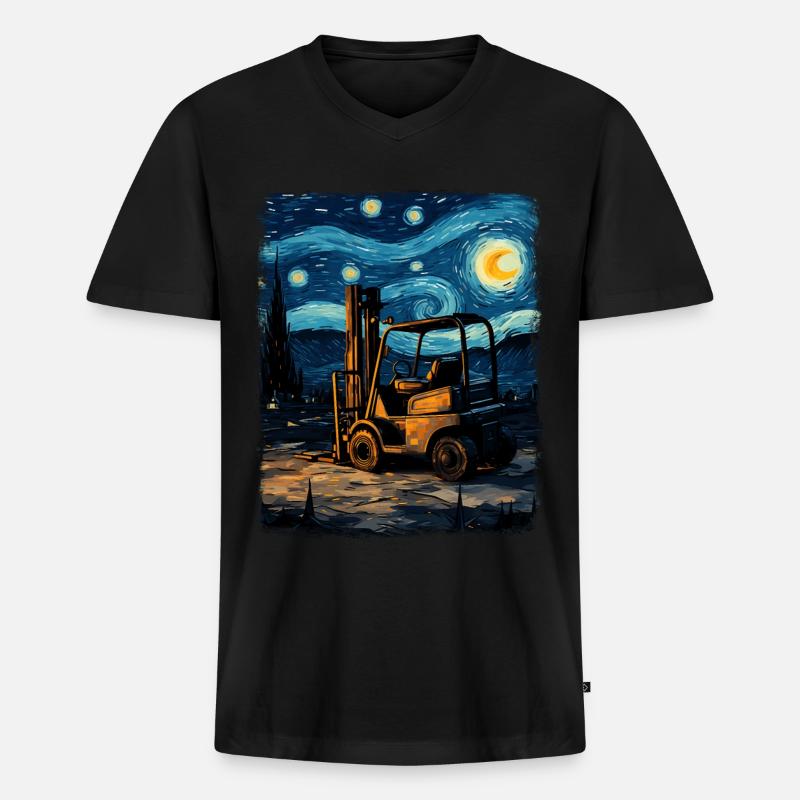 Gabelstaplerfahrer Gabelstaplerfahrer Sternennacht - Männer Premium Bio T-Shirt mit V-Ausschnitt - Schwarz