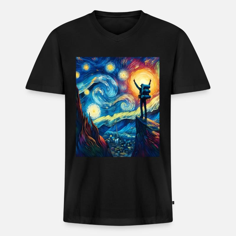 Backpacker Backpacking Camping Wandern Sternennach - Männer Premium Bio T-Shirt mit V-Ausschnitt - Schwarz