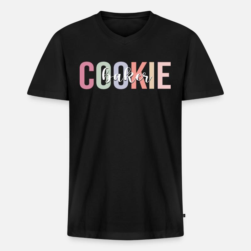 Plätzchenbäcker Backen Plätzchenhändler - Männer Premium Bio T-Shirt mit V-Ausschnitt - Schwarz