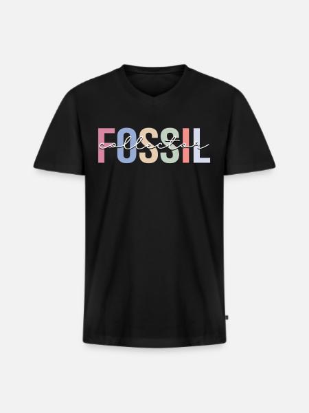Fossielenverzamelaar Paleontologie Fossielenjager Palaean - Mannen Premium Bio T-shirt met V-hals - zwart